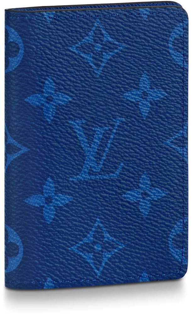 Louis Vuitton Pocket Organizer Taiga Blue in Taiga Leather/Coated Canvas with Silver-tone