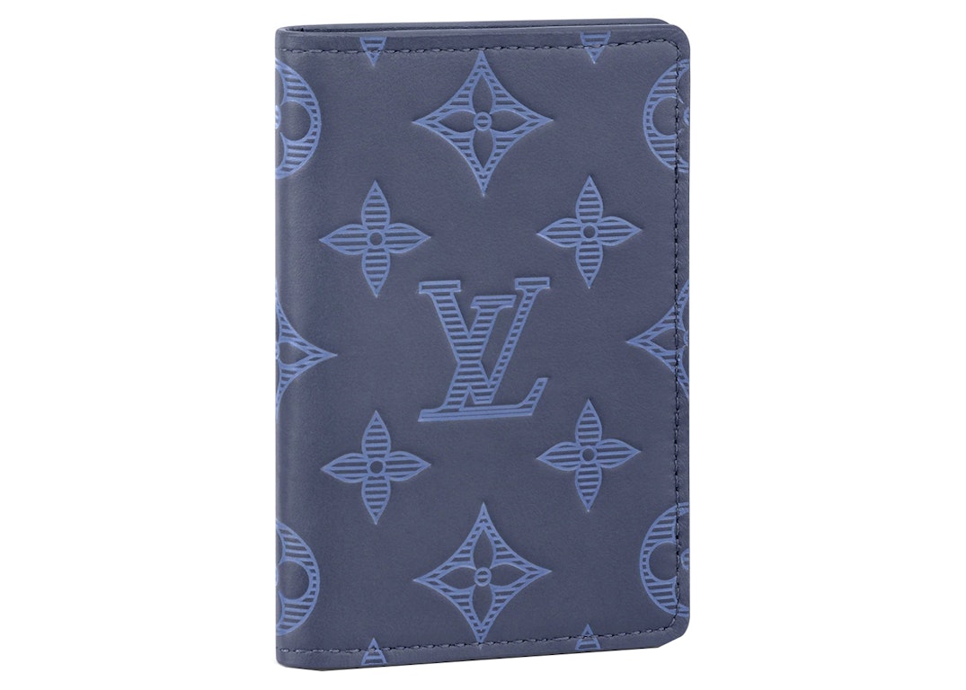 Pre-owned Louis Vuitton Pocket Organizer Monogram Shadow Navy Blue