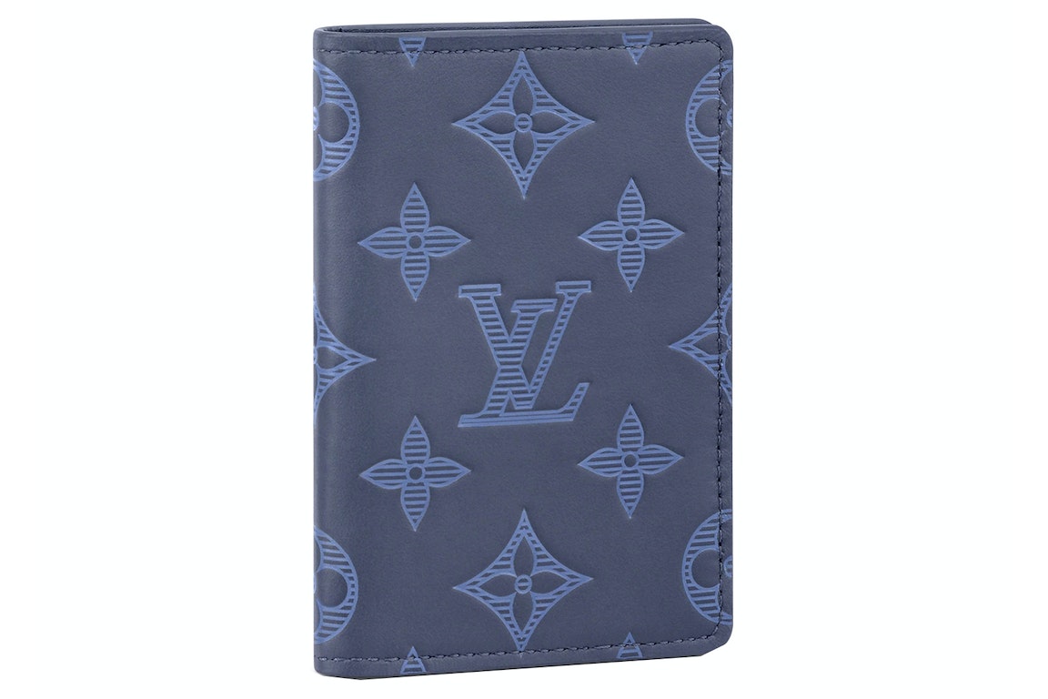 Pre-owned Louis Vuitton Pocket Organizer Monogram Shadow Navy Blue