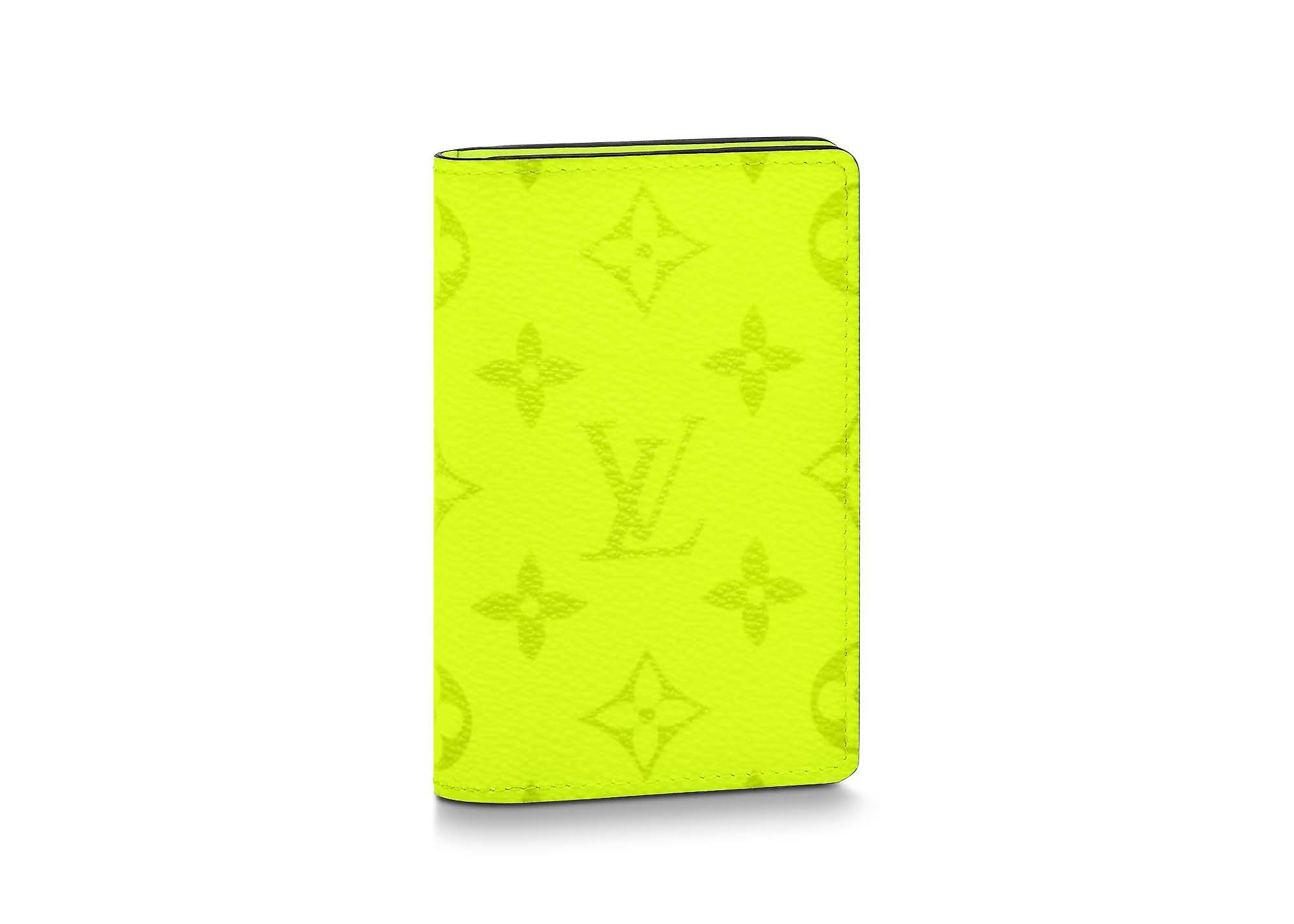 Louis Vuitton Pocket Organizer Neon Yellow in Monogram Coated 