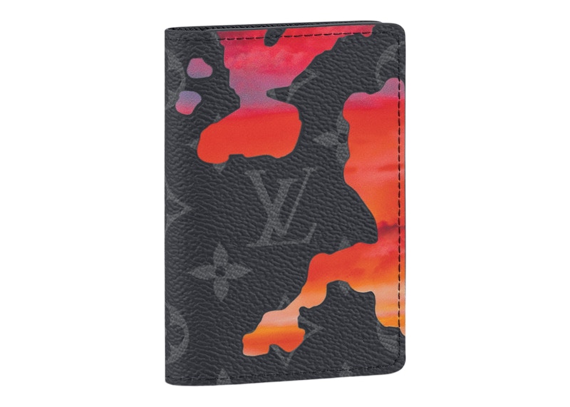 Pre-owned Louis Vuitton Pocket Organizer Sunrise Monogram Eclipse In Black/grey/red