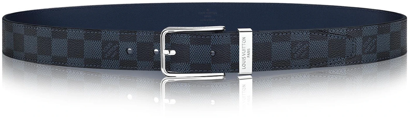 Louis Vuitton Pont Neuf Belt Damier Cobalt 35 MM Black Blue in Coated  Canvas with Silver-tone - US