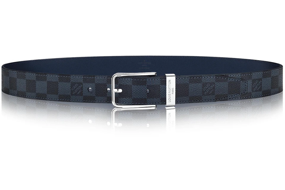 Udover Idol spørge Louis Vuitton Pont Neuf Belt Damier Cobalt 35 MM Black Blue in Coated  Canvas with Silver-tone