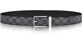 Louis Vuitton Pont Neuf Belt Damier Graphite 35 MM Black Grey