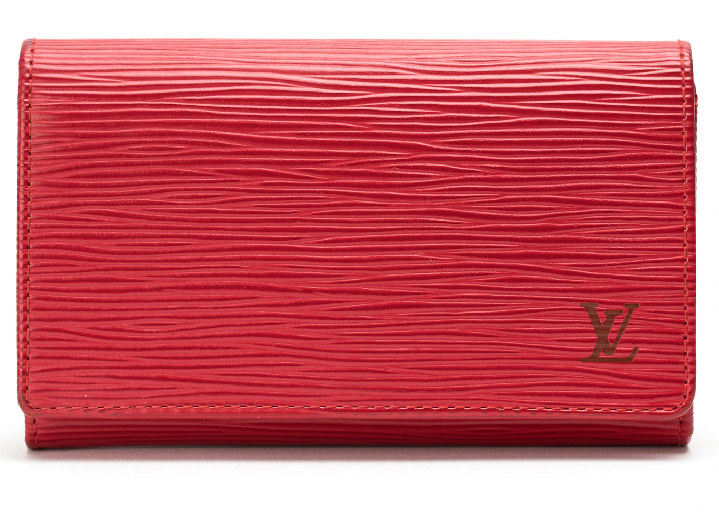 Louis Vuitton Porte Monnaie Billets Tresor Wallet Epi Leather Red