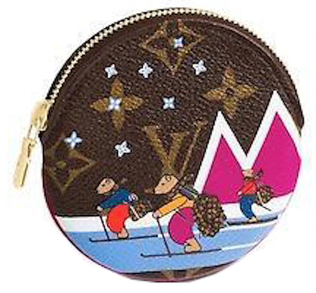 Louis Vuitton Porte Monnaie Round Coin Purse Xmas Brown in Coated Canvas  with Gold-tone - US