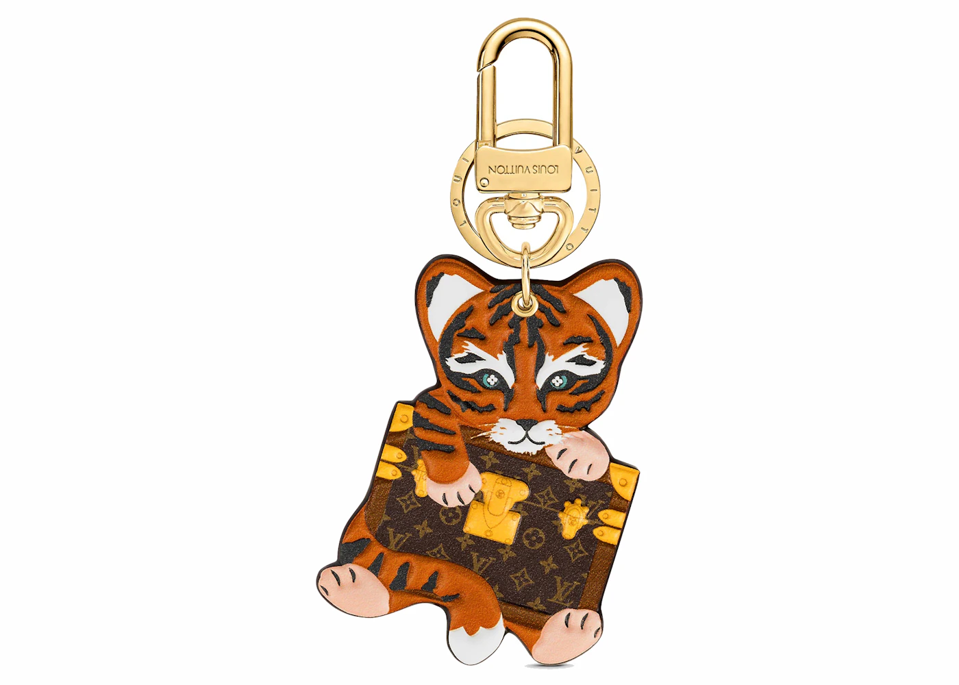 Louis Vuitton Precious Tiger Bag Charm Key Holder Brown in Leather