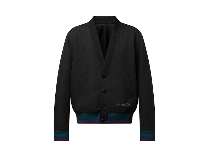 Pre-owned Louis Vuitton Men's Preppy Wool Cardigan Blouson In Black