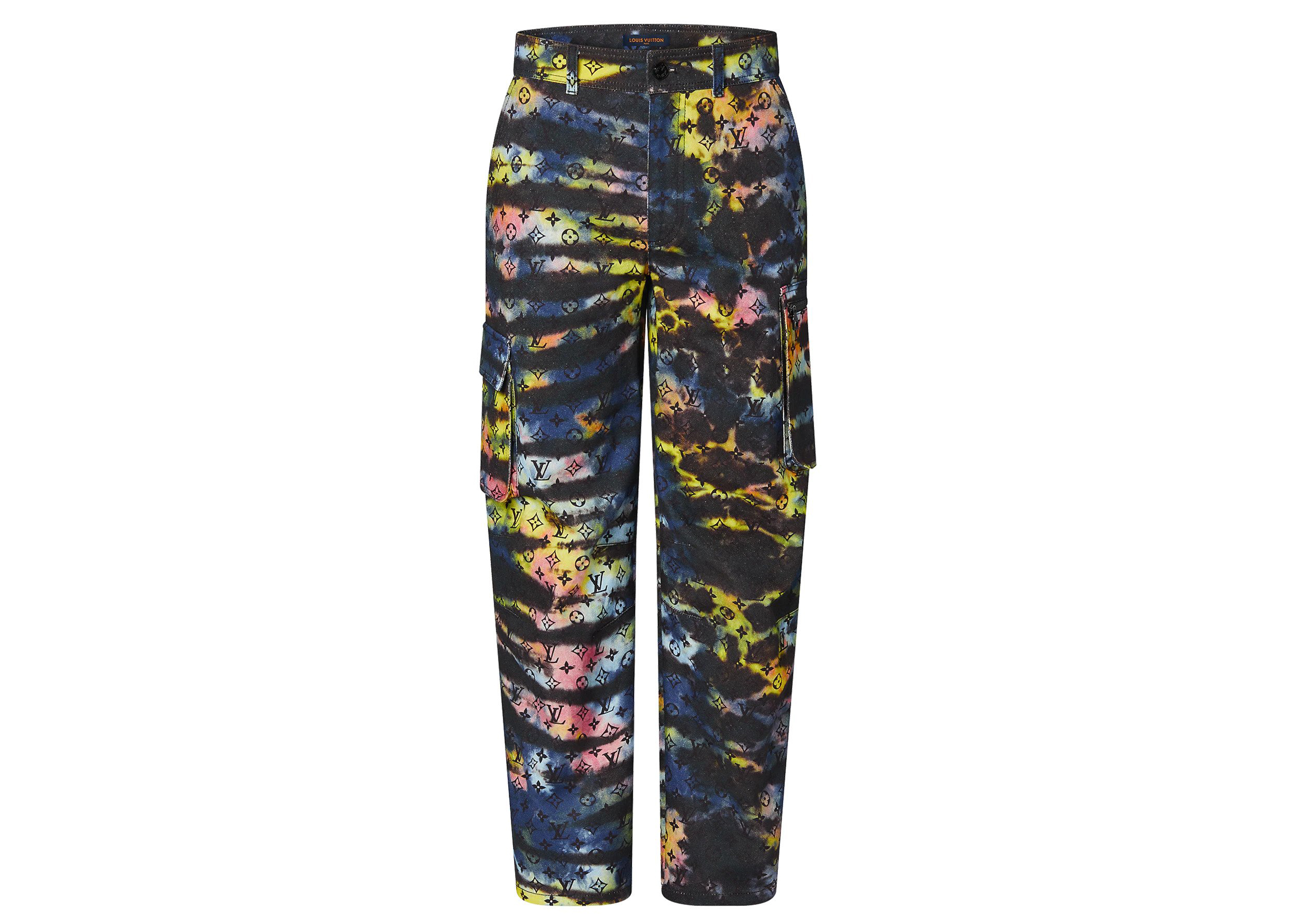 Louis Vuitton Printed Monogram Tie-Dye Cargo Denim Pant Multicolor