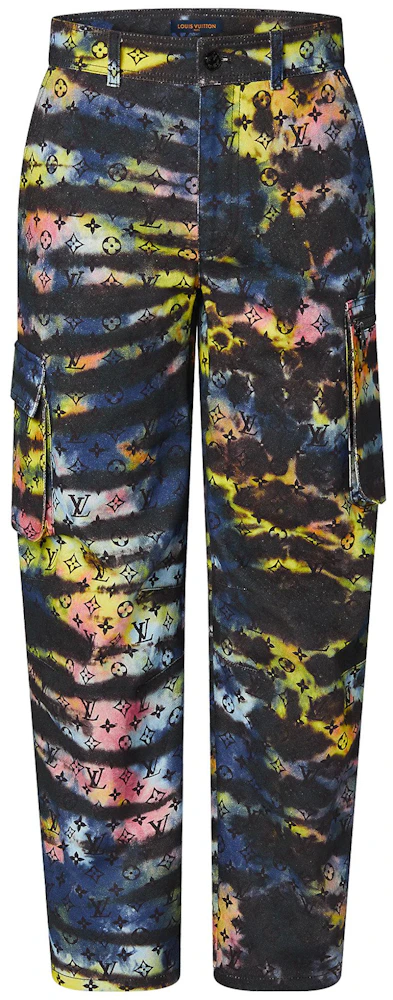 Louis Vuitton Printed Monogram Tie-Dye Cargo Denim Pant Multicolor Men's -  FW21 - US