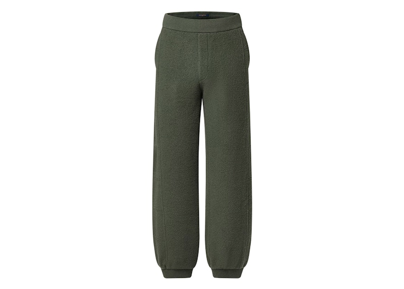 Pre-owned Louis Vuitton Men's Quilted Textured Wool Pants In Kalamata In Brown
