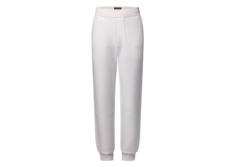 Pre-owned Louis Vuitton Men's  Quilted Textured Wool Pants In Milky White