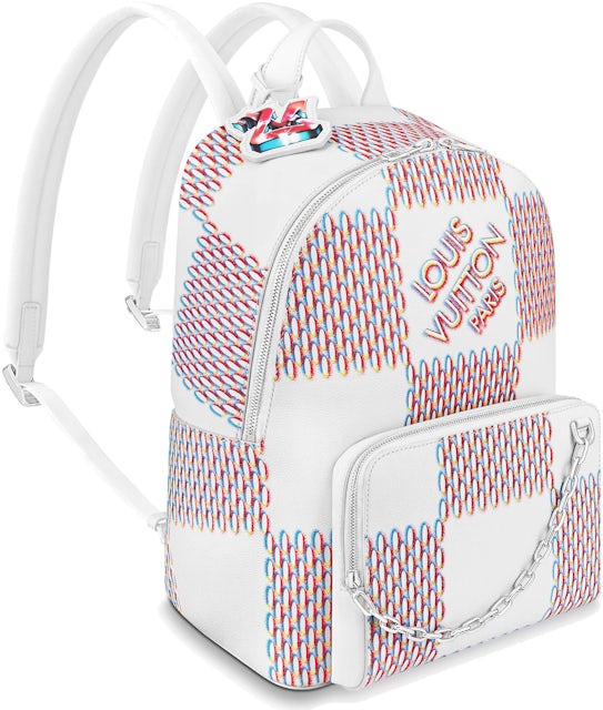 Louis Vuitton Racer Backpack White Damier Spray in Cowhide Leather