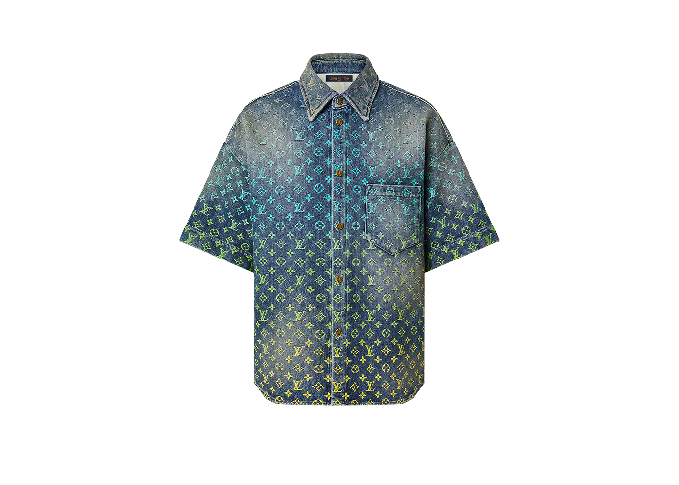 Louis Vuitton Rainbow Monogram Short-Sleeved Denim Shirt Indigo