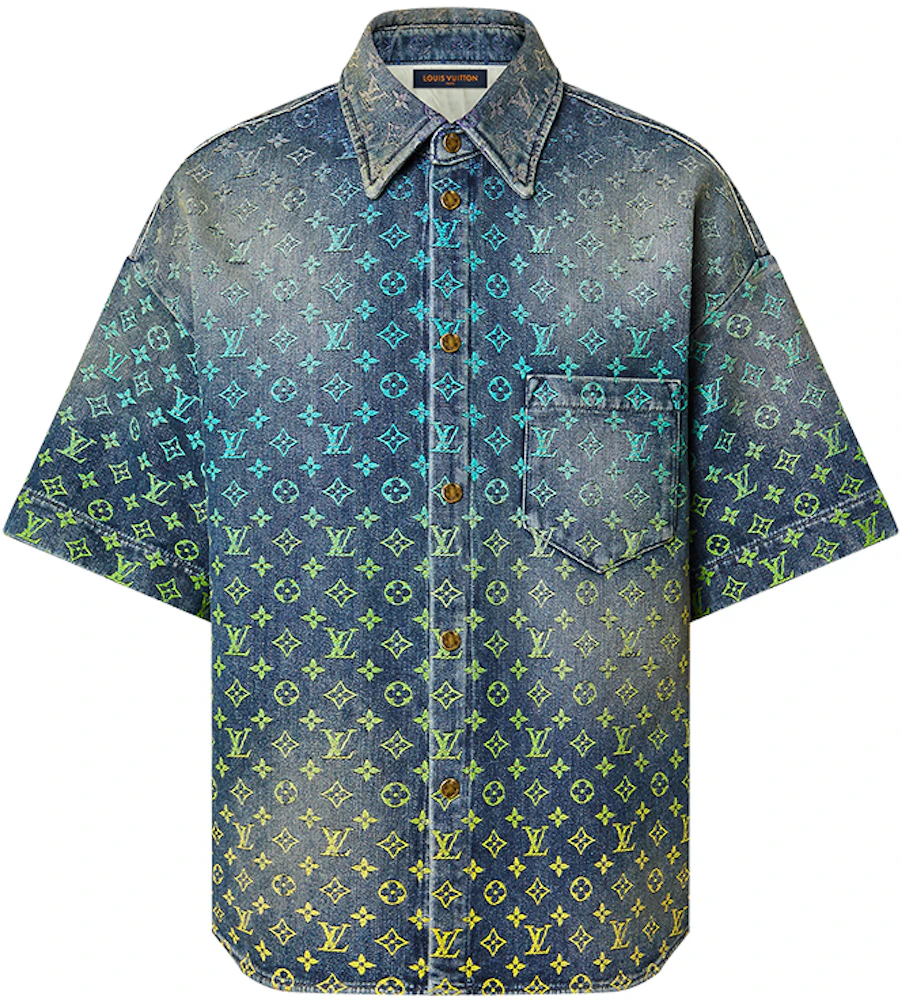 Louis Vuitton Rainbow Monogram Short-Sleeved Denim Shirt Indigo Blue Men's  - SS23 - US