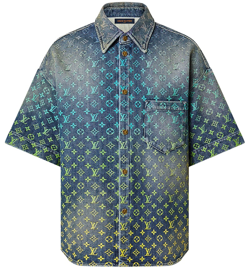 Louis Vuitton Camisa vaquera de manga corta Rainbow Monogram Añil