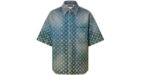 Louis Vuitton Rainbow Monogram Short-Sleeved Denim Shirt Indigo Blue