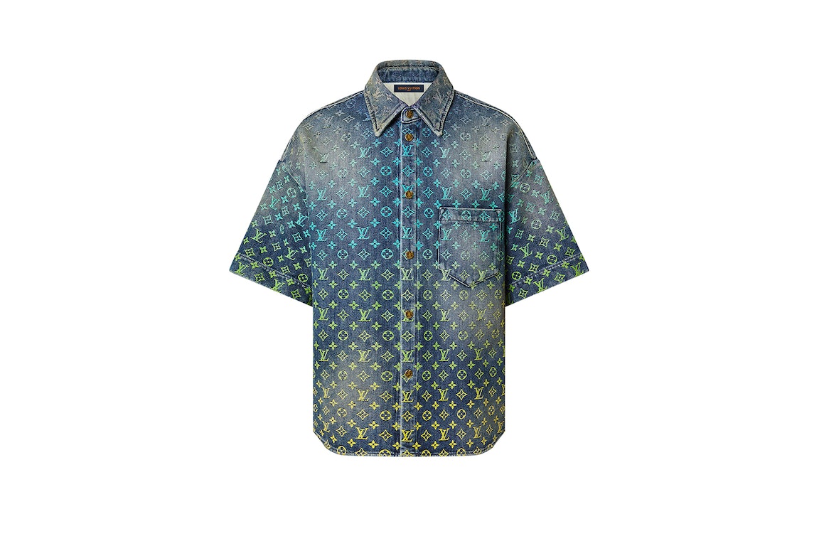 Pre-owned Louis Vuitton Rainbow Monogram Short-sleeved Denim Shirt Indigo Blue