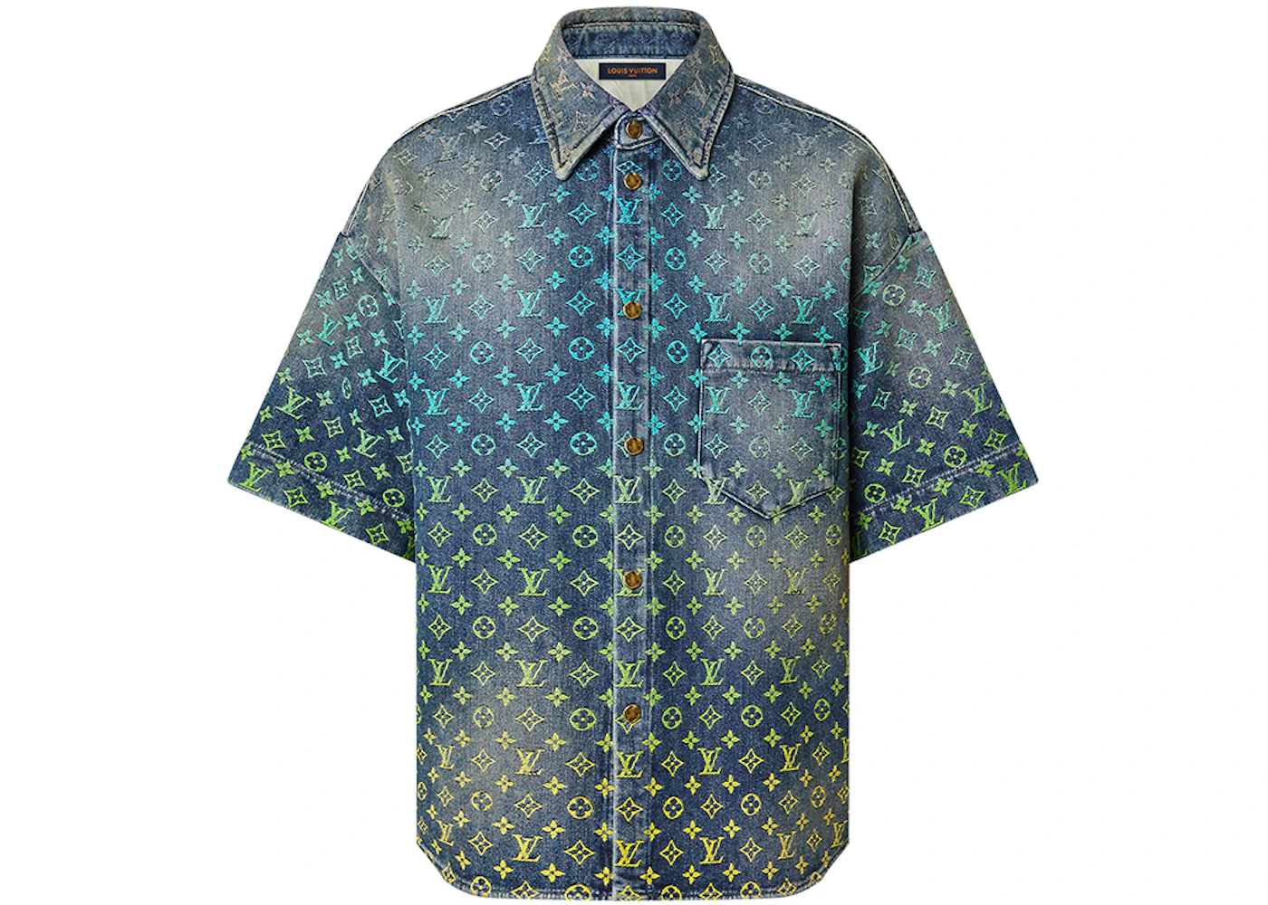 Louis Vuitton Rainbow Monogram Short-Sleeved Denim Shirt Indigo