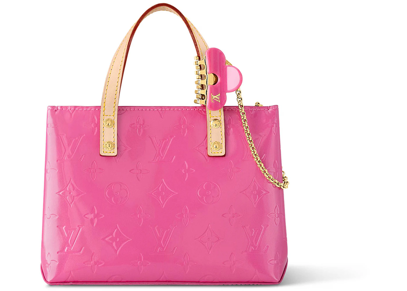 Louis Vuitton Reade PM Tote Neon Pink in Monogram Vernis Leather with ...