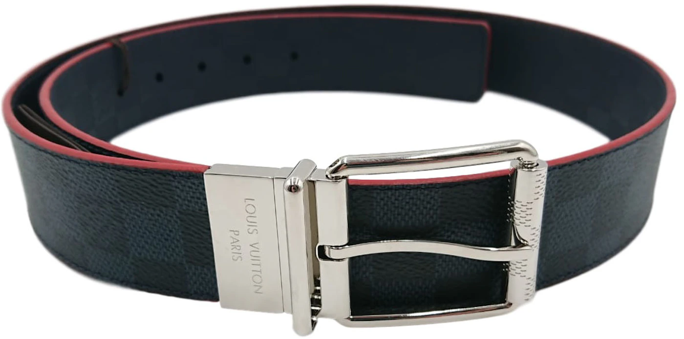 Louis Vuitton LV Initiales Silver Buckle Reversible Belt Damier Graphite  40mm Black Lining in Canvas with Silver-tone - US