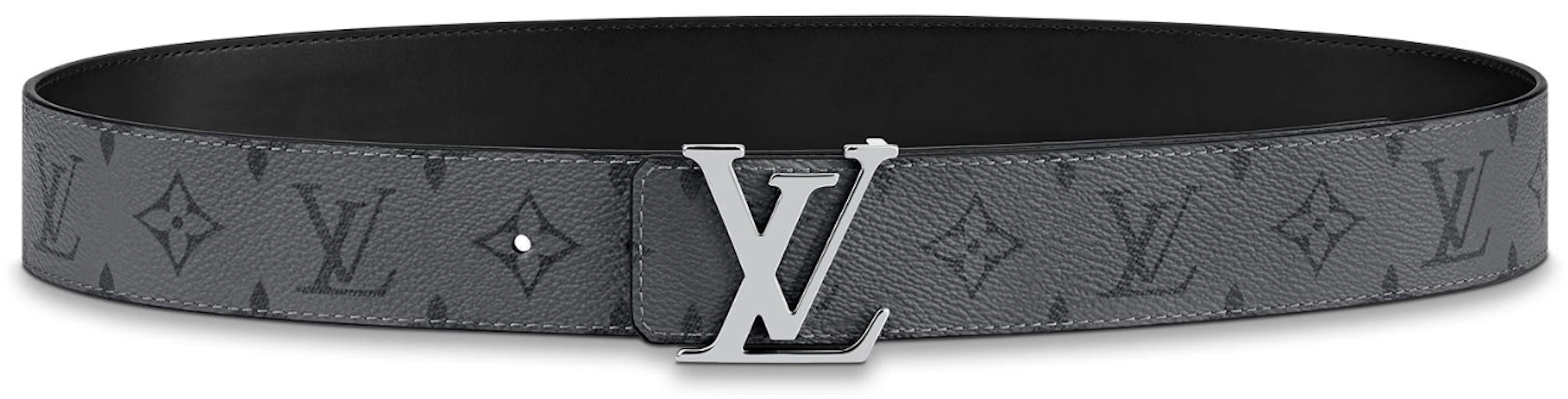 Louis Vuitton Reversible Belt Initiales Monogram Eclipse Reverse 40MM Gray  in Coated Canvas with Silver-tone - US
