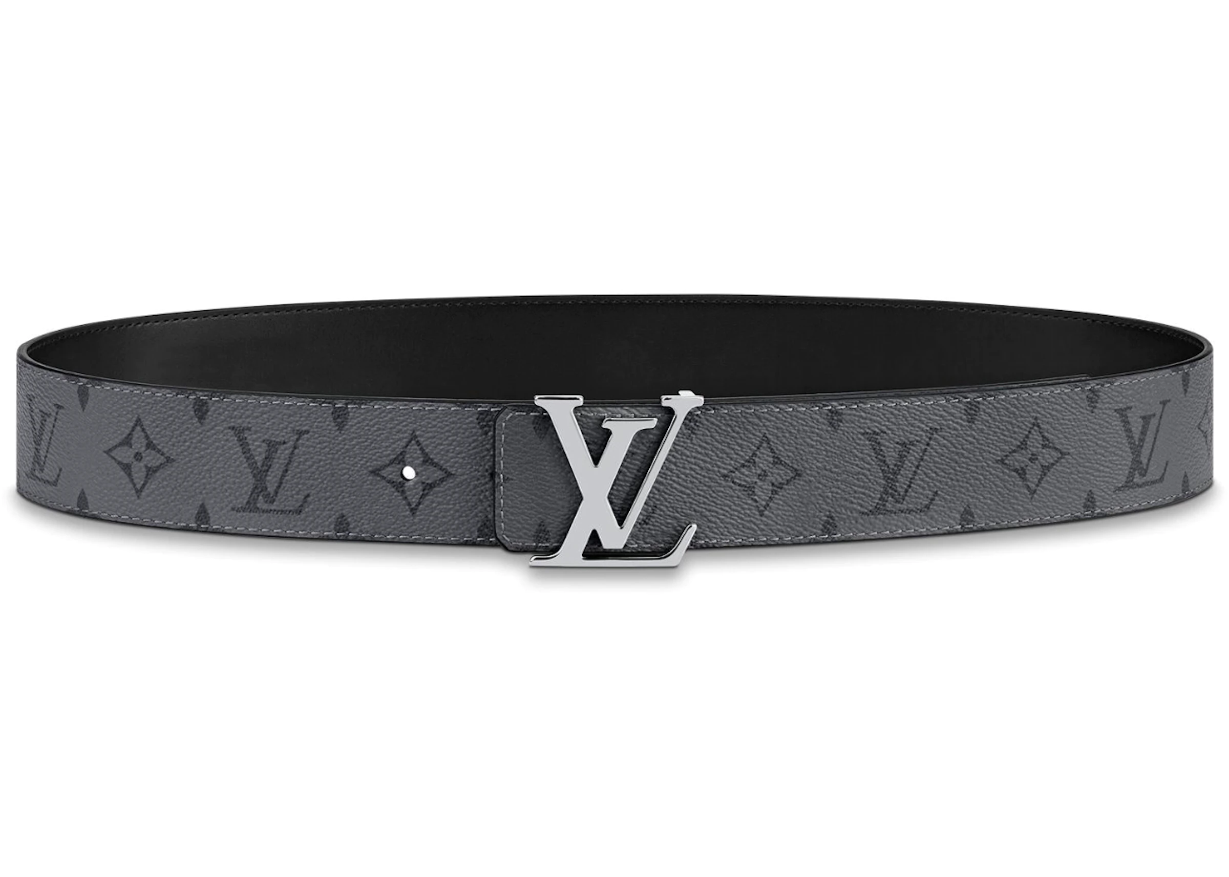 Louis Vuitton Reversible Belt Initiales Monogram Eclipse Reverse 40MM Gray  in Coated Canvas with Silver-tone - US