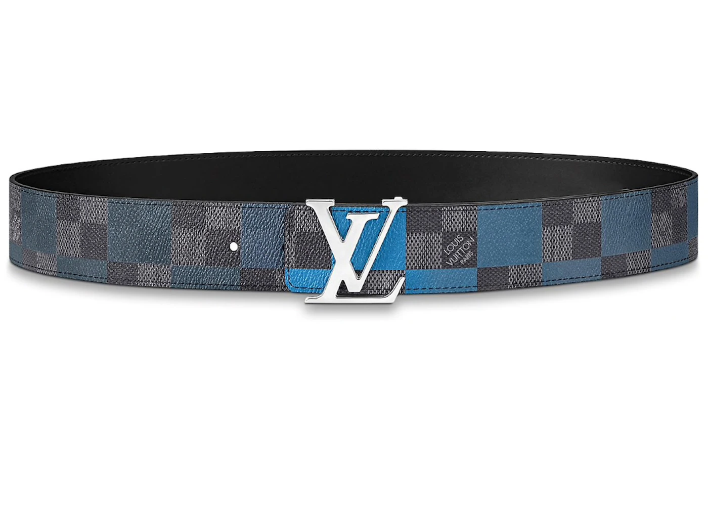Louis Vuitton Reversible Belt LV Initiales Damier Graphite Giant 40 MM Blue  in Coated Canvas with Silver-tone - GB