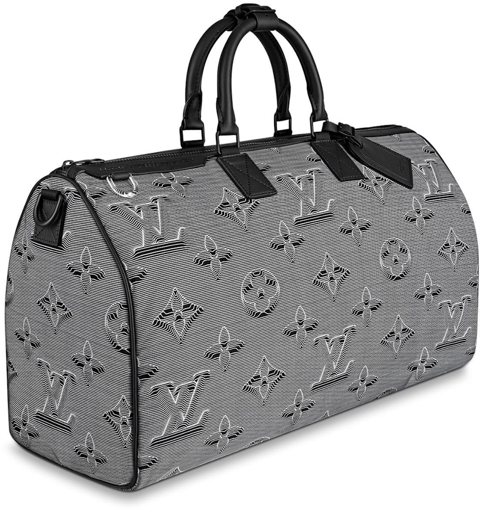 Louis Vuitton Black Monogram Mesh Keepall Bandouliere 50 Bag