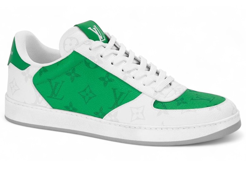 Pre-owned Louis Vuitton Men's Rivoli Monogram Sneakers In White/green In Multi