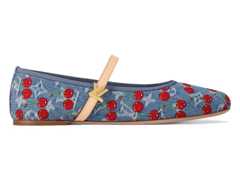Pre-owned Louis Vuitton Women's Romy Flat Ballerina X Takashi Murakami Denim Sneakers