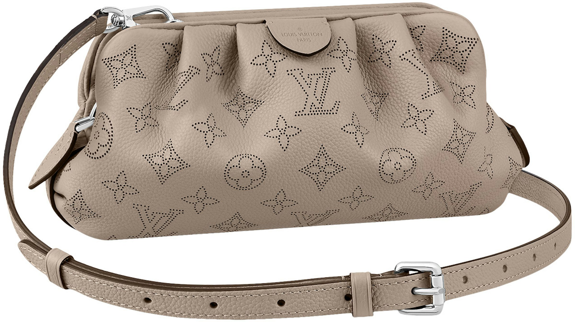 Louis Vuitton Scala Pouch Mini Mahina Perforated Galet Gray in