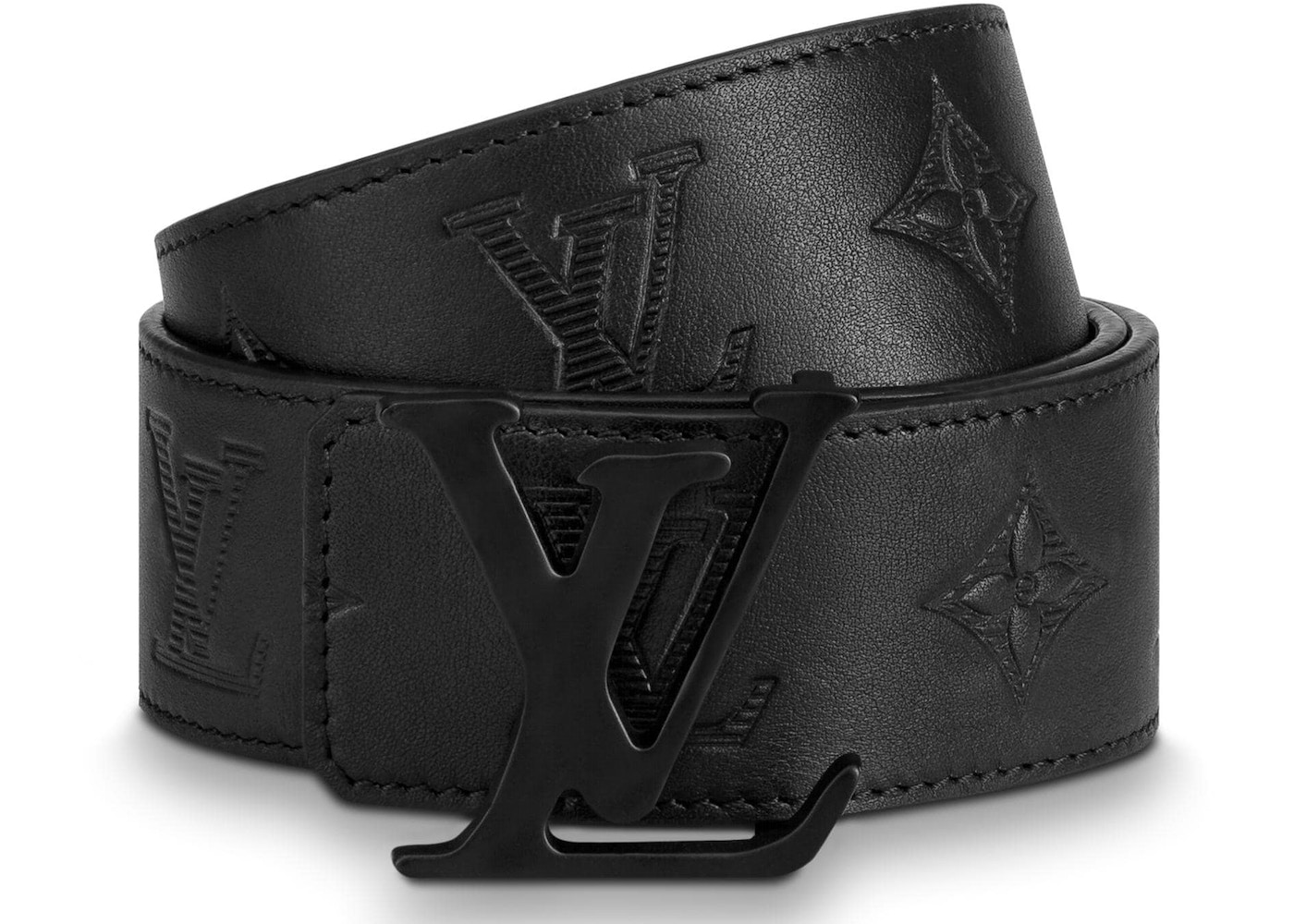 Louis Vuitton Shape Belt Monogram Shadow 40 MM Black in Calfskin with