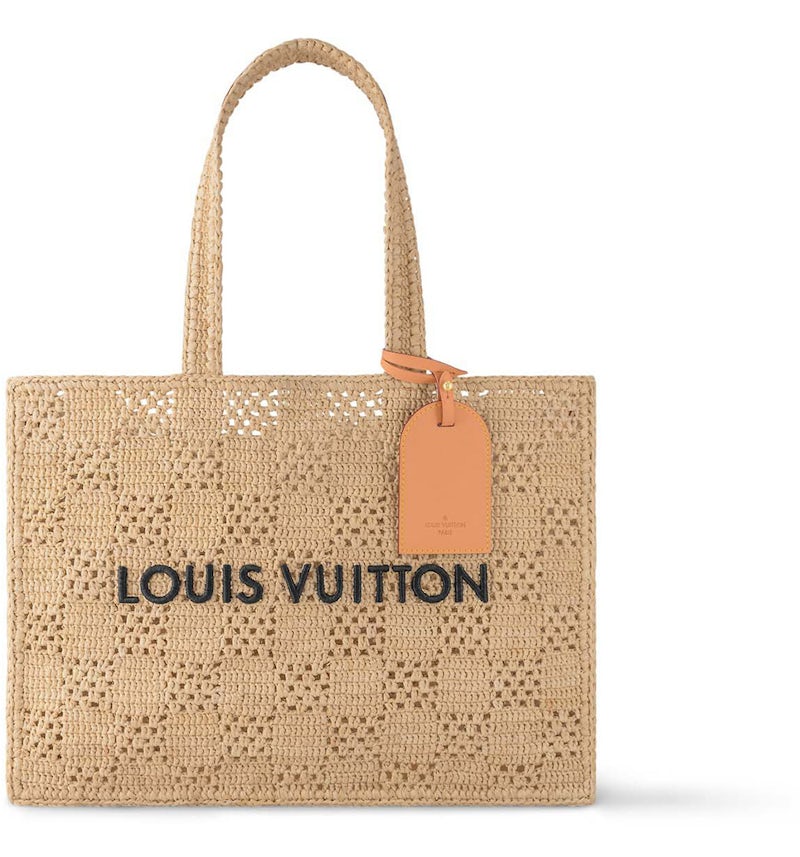 Louis Vuitton Shopper Tasche MM Damier Bast Natur Beige in Raffia