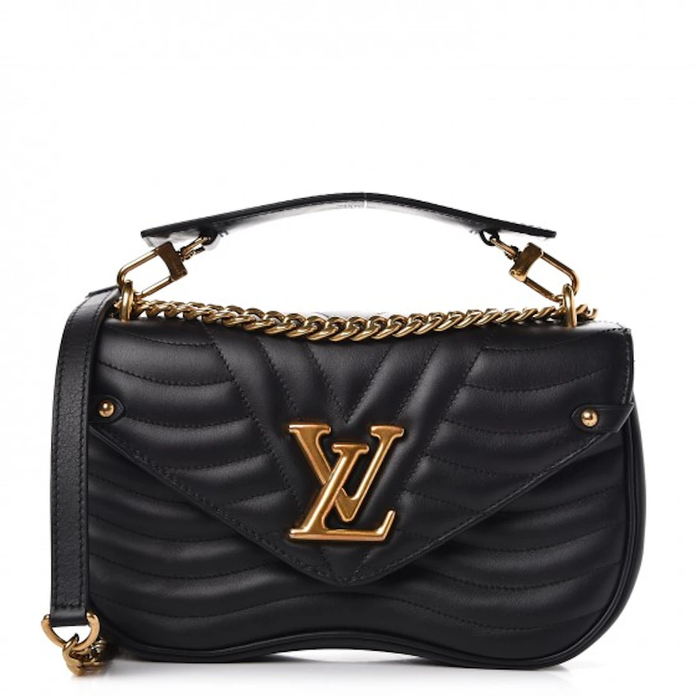 Louis Vuitton New Wave Chain Bag MM Black in Calfskin with Gold