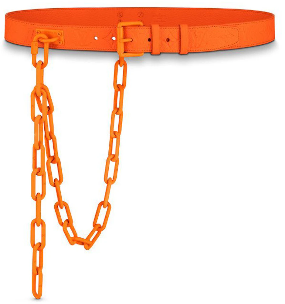 Categories :: Menu :: Accessories :: Belts :: Louis Vuitton Virgil Abloh  Brown with Orange buckle Centure LV Shape Monogram Belt