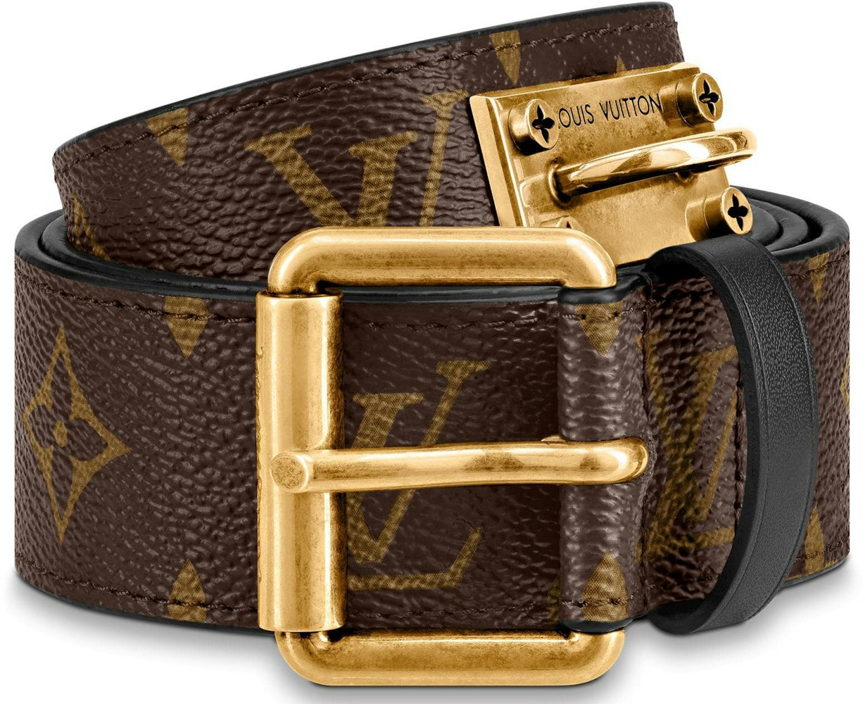Louis Vuitton 20mm Black Leather Belt Gold LV Buckle size 75 / 30