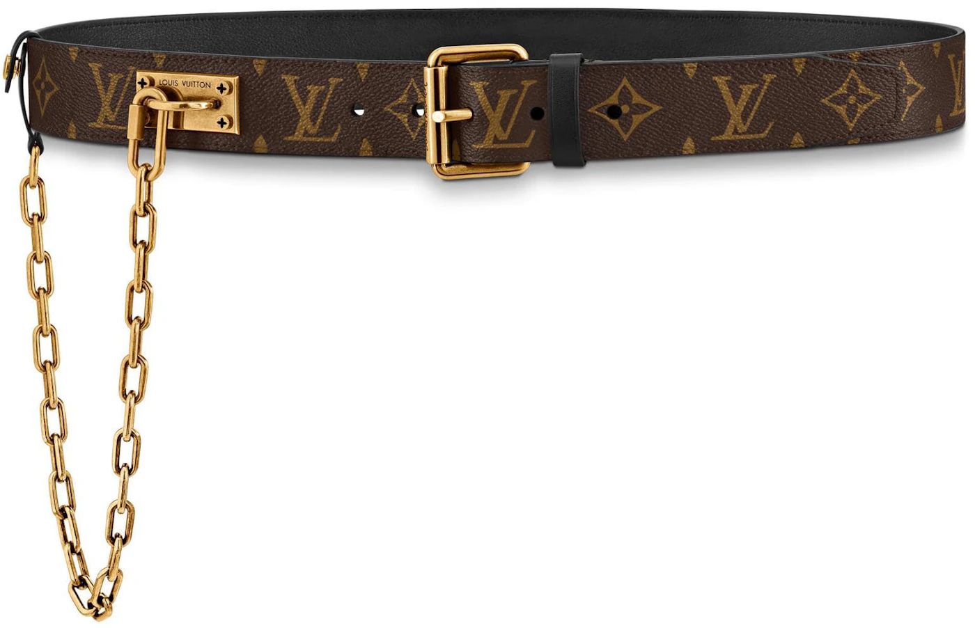 Louis Vuitton Signature Chain Belt Monogram 35MM Brown in Canvas with Aged  Gold-tone - US