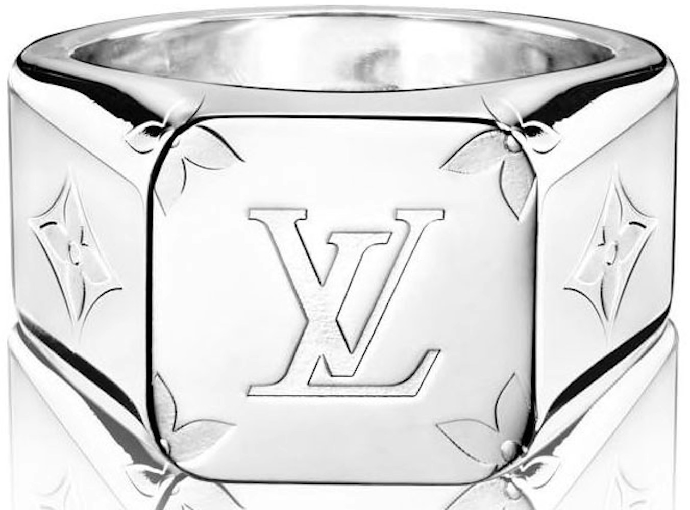 Louis Vuitton Signet Ring Engraved Monogram Palladium in Zamac Palladium-tone