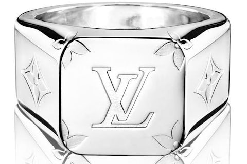 Louis Vuitton Signet Ring Engraved Monogram Palladium in Zamac