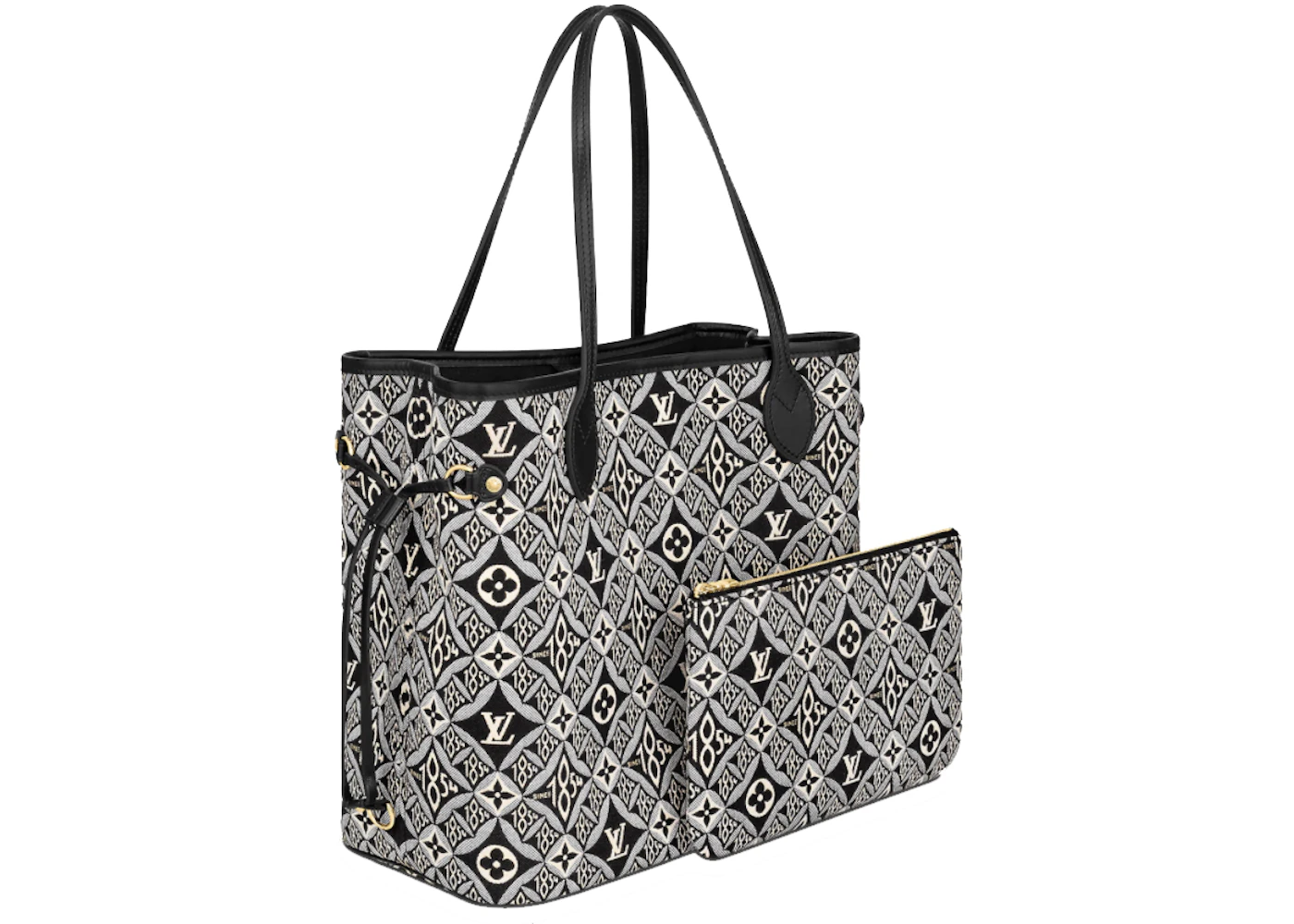 Louis Vuitton Since 1854 Neverfull Mm Gray In Jacquard Canvas With Gold Tone Louis Vuitton Since 1854 Neverfull Mm Gray In Jacquard Canvas With Gold Tone