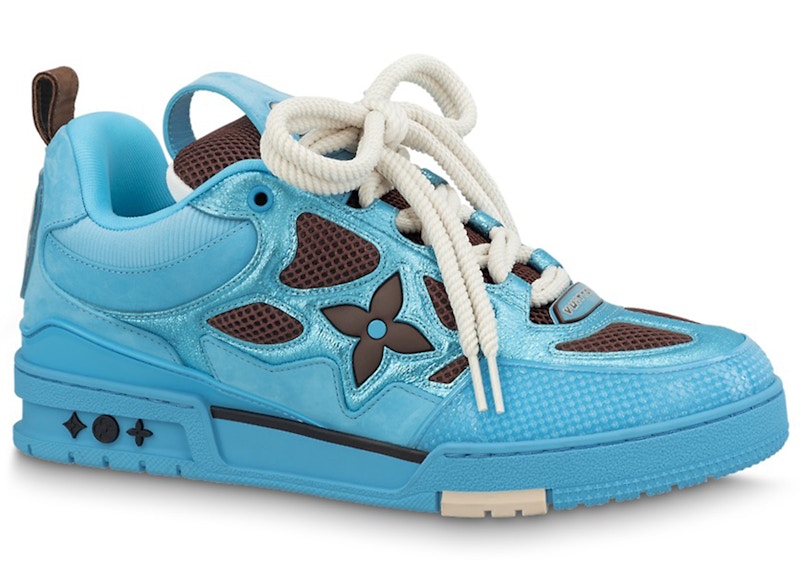 Pre-owned Louis Vuitton Men's Skate Trainer Sneakers In Blue/brown