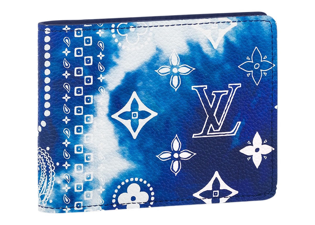 Pre-owned Louis Vuitton Slender Wallet Bandana (8 Card Slot) Monogram Bleached Blue