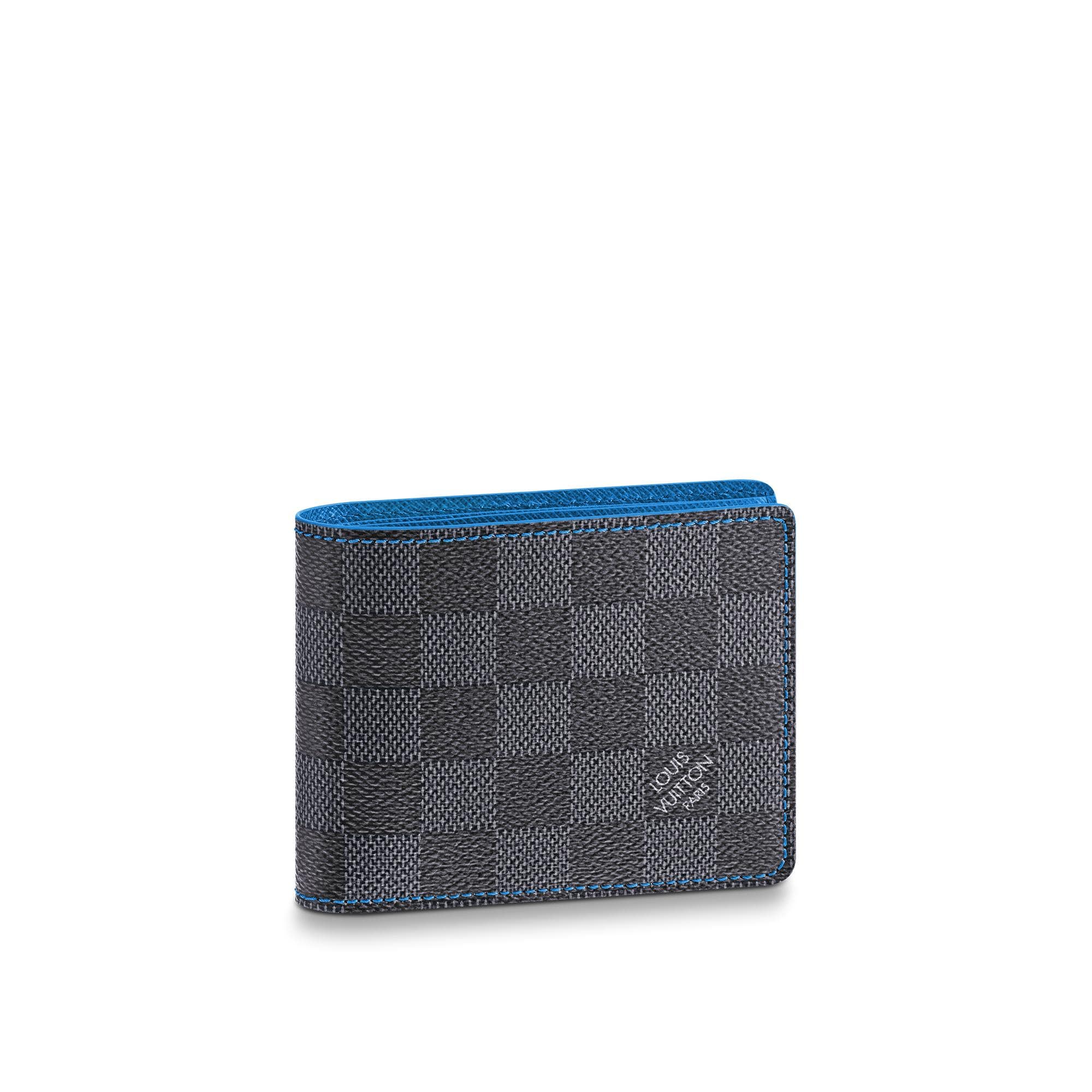 Louis Vuitton Slender Wallet Damier Graphite Blue in Coated Canvas