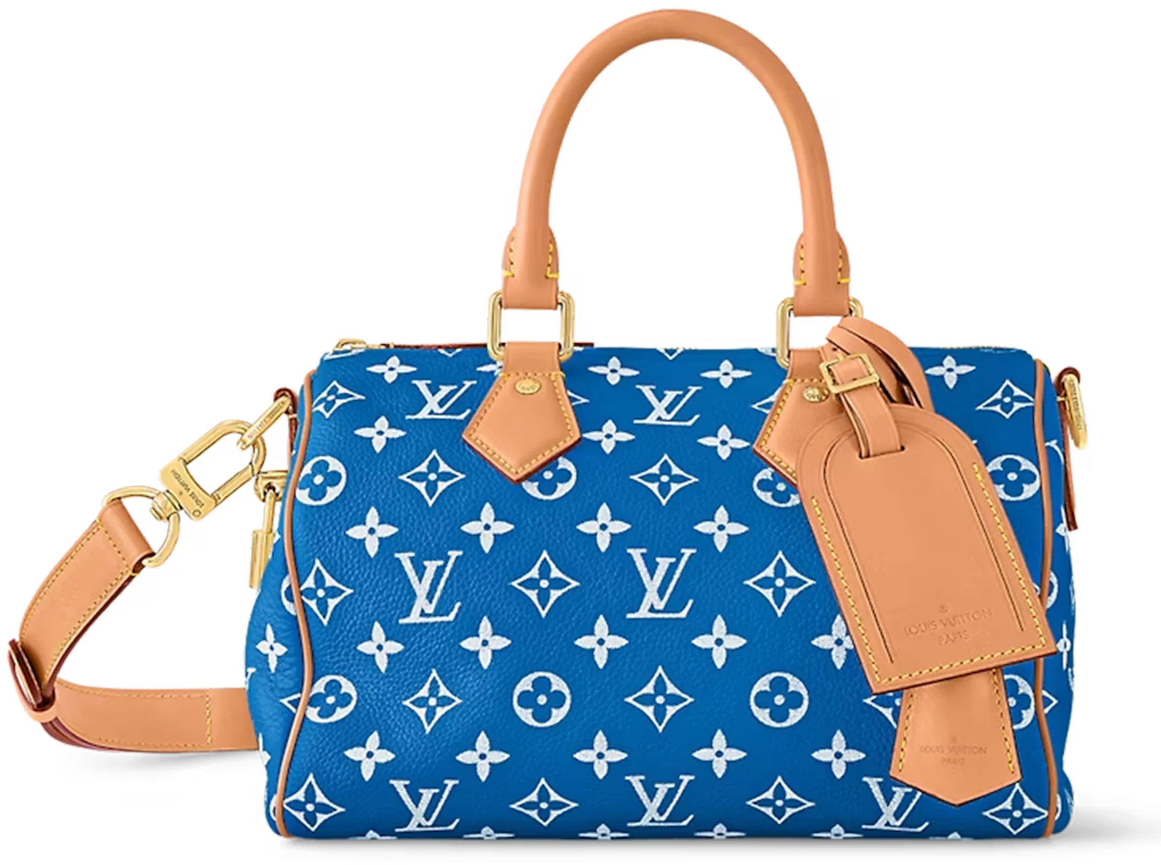 Louis Vuitton Speedy P9 Bandoulière 25 Monogram Leather Blue in Soft  Calfskin with Gold-tone - US
