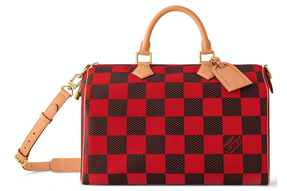 Louis Vuitton Speedy 40 Bandoulière Damier Pop Red in Coated Canvas with Gold-tone - GB