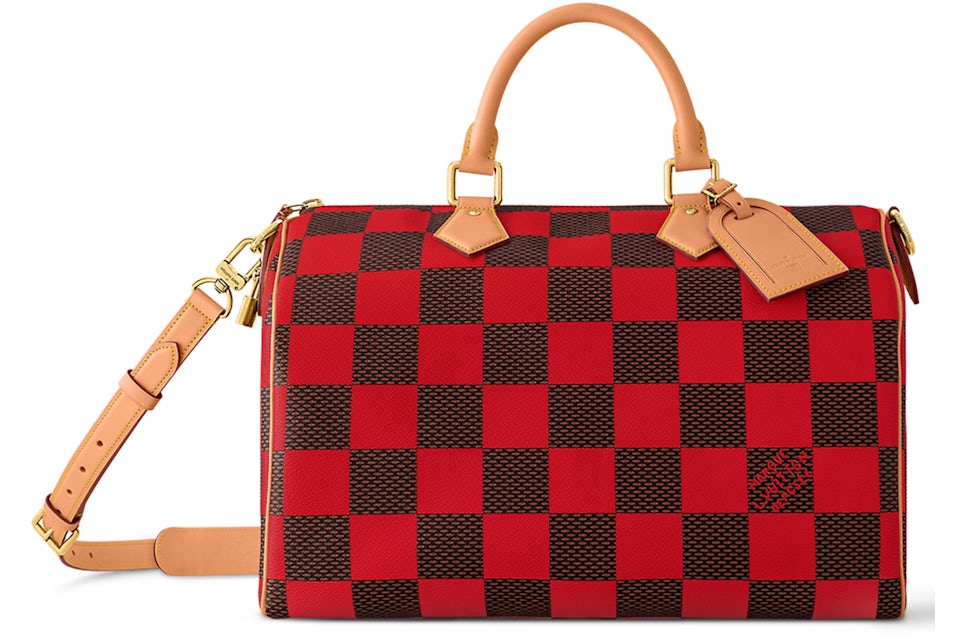 Louis Vuitton Speedy 40 Bandoulière Damier Pop Red in Coated Canvas with Gold-tone - GB