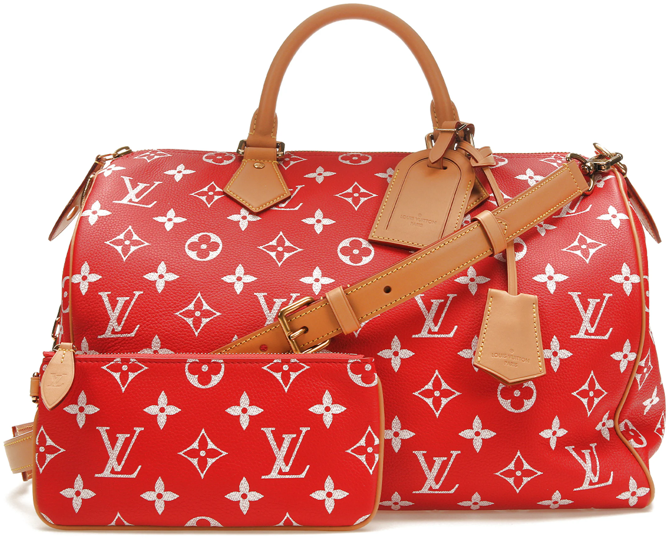 Louis Vuitton Speedy P9 Bandoulière 40 Monogram Leather Red in Soft  Calfskin with Gold-tone - US
