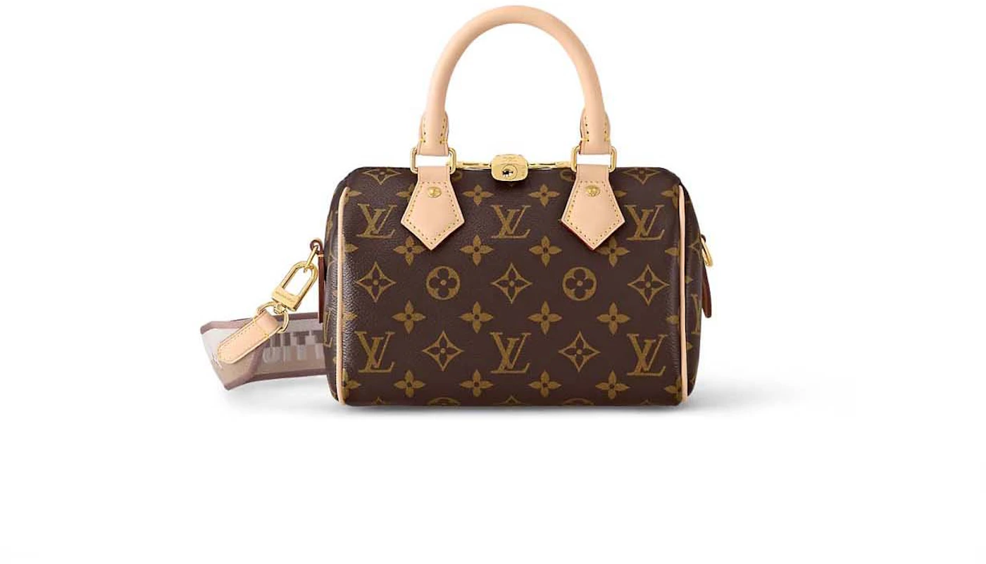 Louis Vuitton Speedy Bandouliere 25 Beige in Coated Canvas with