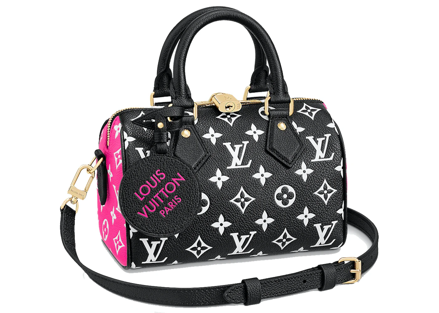 Louis Vuitton Speedy Bandouliere 20 Black/White in Cowhide Leather